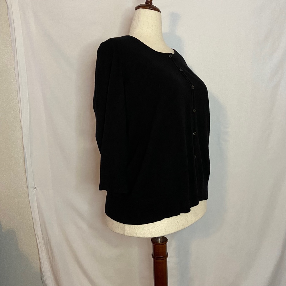 Sejour Black 3/4 Sleeve Cardigan Sweater Plus Size 2X - Picture 4 of 8